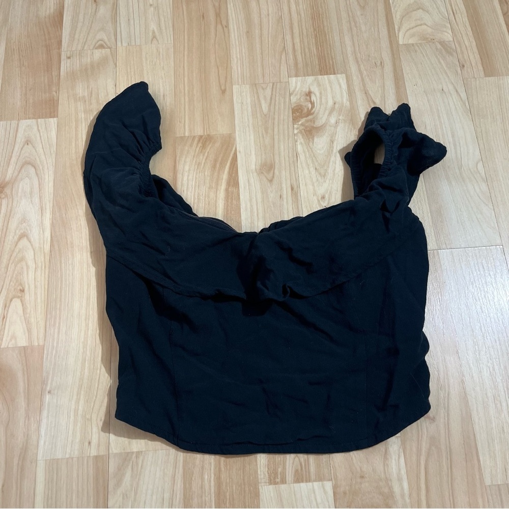 Abercrombie & Fitch Womens Black Sweetheart Neck Black Cropped Top Size Small